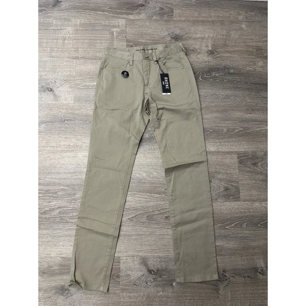 Rhone Pants Mens Tan Slim Straight Khaki Everyday Twill 5 Pocket Stretch 28 x 33